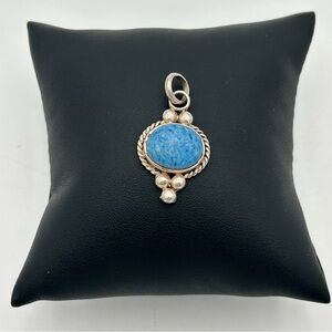 Vintage Sterling Silver and Blue Gemstone Pendant